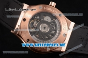 Hublot Classic Fusion Skeleton Tourbillon Asia ST28 Automatic Rose Gold Case with Skeleton Dial and Black Leather Strap Stick Markers