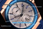 IWC Ingenieur Asia ST Automatic Rose Gold Case with Blue Rubber Bracelet Silver Dial and Blue Bezel
