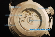 U-Boat Golden Crown Automatic Movement Steel Case with Black Markers and Black Rubber Strap
