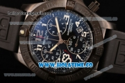 Breitling Avenger Seawolf Miyota Quartz PVD Case with Black Dial and Black Rubber Strap - Arabic Numeral Markers