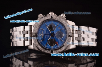 Breitling Chronomat B01 GMT Swiss Valjoux 7750 Automatic Steel Case/Strap with Blue Dial and Diamond Bezel