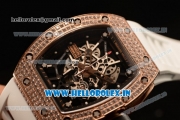 Richard Mille RM035-02 Americas Japanese Miyota 9015 Automatic Rose Gold Case Skeleton Dial With Dots Markers White Rubber Strap