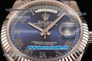 Rolex Day-Date Asia 2813/Swiss ETA 2836/Clone Rolex 3135 Automatic Steel Case with Roman Numeral Markers and Blue Dial (BP)