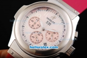 Hublot MDM Chronograph Miyota Quartz Movement MOP Dial with White Numeral Markers and Red Rubber Strap-Lady Size