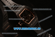 Richard Mille RM 055 Bubba Watson Miyota 9015 Automatic Ceramic Case with Ceramic Bezel Black Rubber Strap and Black Dial