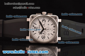 Bell & Ross BR 01-94 Chrono Miyota OS20 Quartz Steel Case with White Dial and Black Rubber Strap