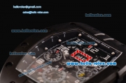 Richard Mille RM011 Swiss Valjoux 7750-SHG Automatic Black PVD Case Numeral Markers with Black Rubber Strap and Skeleton Dial