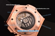 Hublot King Power Swiss Valjoux 7750 Automatic Rose Gold/Diamond Case with Black Dial and Black Rubber Strap