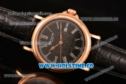 Patek Philippe Calatrava Miyota Quartz Rose Gold Case with Black Dial and Roman Numeral Markers