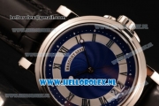 Breguet Marine Big Date Clone Breguet Automatic Steel Case with Blue Dial and Black Leather Strap