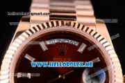 Rolex Day-Date Swiss ETA 2836 Automatic Rose Gold Case/Bracelet with Brown Dial and Stick Markers (BP)