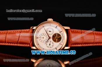 Vacheron Constantin Malte Tourbillon Asia Automatic Rose Gold Case with White Dial Brown Leather Strap - Stick Markers