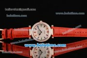 Franck Muller Ronde Miyota Quartz Rose Gold Case with Colorful Stick Markers Diamond Bezel and Red Leather Bracelet