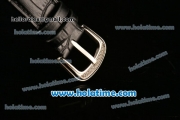 Franck Muller Cintree Curvex Ronda 762 Quartz Steel/Diamond Case with Diamond Dial and Black Leather Strap