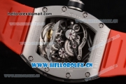 Richard Mille RM053 Asia Automatic Steel Case with Skeleton Dial and Red Rubber Strap