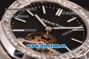 Audemars Piguet Royal Oak 41MM Swiss Tourbillon Manual Winding Full Steel with Diamonds Bezel and Black Dial (FT)