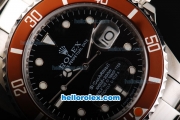 Rolex Submariner Swiss ETA 2836 Automatic Movement Full Steel with Brown Bezel-Black Dial and White Markers