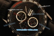 Tag Heuer Carrera Calibre 16 Quartz Movement PVD Case with Black Bezel and Black Leather Strap