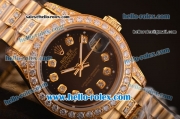 Rolex Datejust Automatic Full Rose Gold with Diamond Bezel-Black Dial-Lady Size