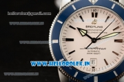 Breitling Superocean Heritage II 42 Swiss ETA 2824 Automatic Steel Case White Dial With Stick Markers Blue Rubber Strap(JH)