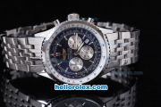 Breitling Navitimer Quartz Working Chronograph Movement with Blue Dial and Silver Stick Marker-SSband