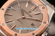 Audemars Piguet Royal Oak Swiss ETA 2824 Automatic Two Tone Case with Stick Markers and Grey Grid Dial - 1:1 Original