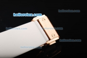 Hublot Big Bang Swiss Quartz Movement Rose Gold Case with White Dial and Diamond Bezel -Lady Model
