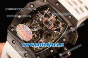 Richard Mille RM11-03 Swiss Valjoux 7750 Automatic Carbon Fiber Case Skeleton Dial With Arabic Numeral Markers White Rubber Strap 1:1 Clone (KV)