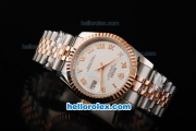 Rolex Datejust Automatic Rose Gold Bezel with Roman Marking and White Dial