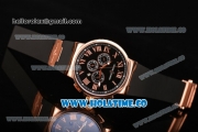 Ulysse Nardin Marine Chrono Asia Automatic Rose Gold Case with Roman Numeral Markers and Black Dial