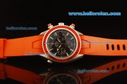 Omega Seamaster Chronograph Swiss Valjoux 7750 Automatic Movement Steel Case with Red Bezel and Orange Rubber Strap