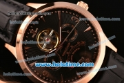 Jaeger-LECoultre Master Asia Automatic Rose Gold Case with Stick/Arabic Numeral Markers and Black Dial