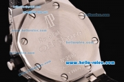 Audemars Piguet Royal Oak Offshore Chronograph Miyota OS10 Quartz Steel Case with White Dial Black Leather Strap and Diamond Bezel