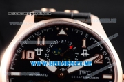 IWC Big Pilot Double Tourbillon Asia ST28 Automatic Rose Gold Case with Black Dial and Black Leather Strap Stick/Arabic Numeral Markers