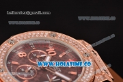 Hublot Big Bang Chrono Miyota OS20 Quartz Diamonds/Rose Gold Case with Brown Dial and Diamonds Bezel