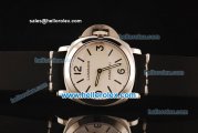 Panerai Luminor Base Pam 112 Asia 6497 Manual Winding Steel Case with White Dial and Black Leather Strap