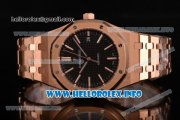 Audemars Piguet Royal Oak 41 MM Clone AP Calibre 3120 Automatic Rose Gold Case/Bracelet with Black Dial and Stick Markers - 1:1 Original (JF)