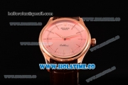 Rolex Cellini Asia 2813 Automatic Rose Gold Case with Pink Dial Brown Leather Strap and Stick Markers (BP)