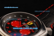 Ferrari Chronograph Miyota Quartz Movement Steel Case with Red Arabic Numerals and Black Leather Strap