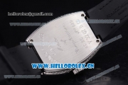 Franck Muller Black Croco Ronda 762 Quartz Steel Case with Black Dial Arabic Numeral Markers and Black Leather Strap Diamonds Bezel