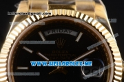 Rolex Day-Date Clone Rolex 3255 Automatic Yellow Gold Case/Bracelet with Black Dial and Stick Markers