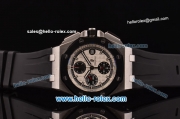 Audemars Piguet Royal Oak Offshore Chronograph Swiss Vljoux 7750-DD Automatic Steel Case with PVD Bezel White Dial and Stick Markers