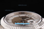 Rolex Day-Date II Oyster Perpetual Automatic Movement Khaki/White Dial with White Stick Marker and SS Strap