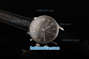 IWC Portuguese Chrono Swiss Valjoux 7750 Automatic Movement Steel Case with Black Dial and Silver Numeral Markers