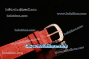 Franck Muller Ronde Miyota Quartz Rose Gold Case with Colorful Stick Markers Diamond Bezel and Red Leather Bracelet