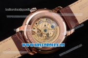 Audemars Piguet Jules Audemars Dual Time Asia ST25 Automatic Rose Gold Case Brown Dial Stick Markers and Brown Leather Strap
