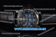 Panerai Luminor Chrono PAM 162 Swiss Valjoux 7750 Automatic PVD Case with Black Dial Blue Subdial and Black Leather Strap Panerai Luminor Chrono PAM 162 Swiss Valjoux 7750 Automatic PVD Case with Black Dial Blue Subdial and Black Leather Strap