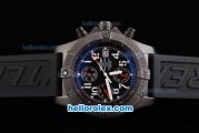 Breitling Avenger Chronograph Swiss Valjoux 7750 Automatic Movement PVD Case with Black Dial and White Number Markers-Black Rubber Strap