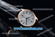 Longines Master Swiss ETA 2824 Automatic Rose Gold Case with White Dial and Black Leather Strap (AAAF)