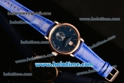 A.Lange&Sohne Saxonia Miyota Quartz Rose Gold Case with Stick Markers and Blue Dial